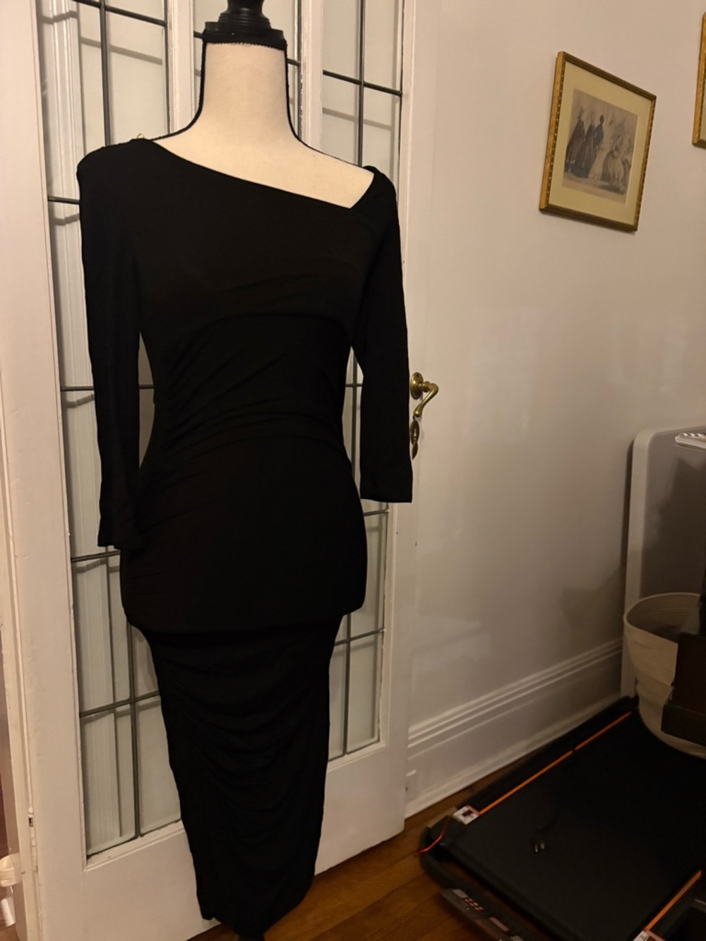 Catherine Malandrino Black One-Shoulder Maxi Dress